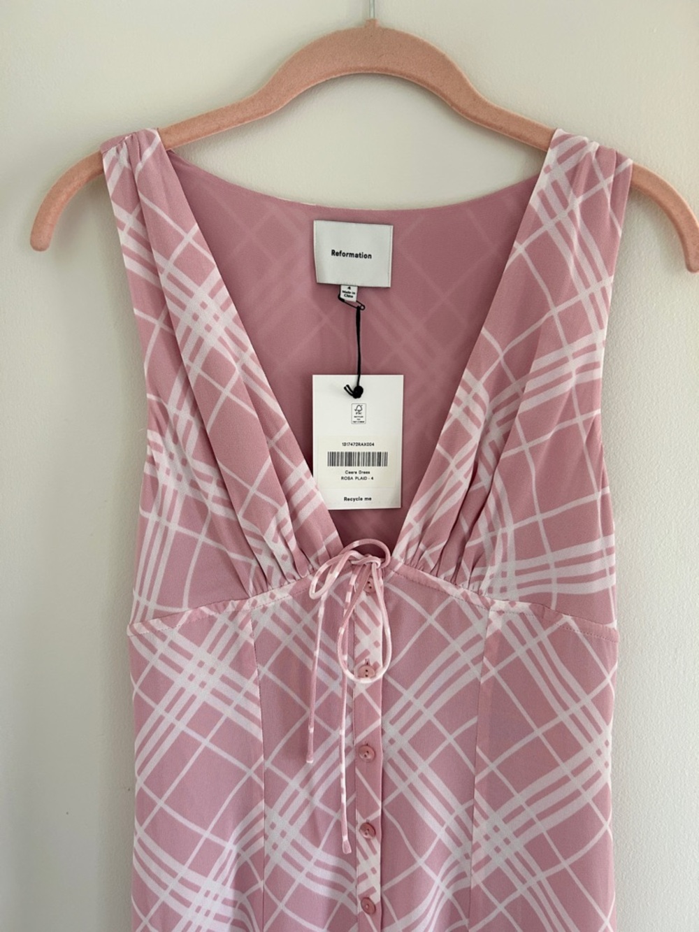 Reformation Ceara dress in Rosa Plaid - Picture 5 of 8